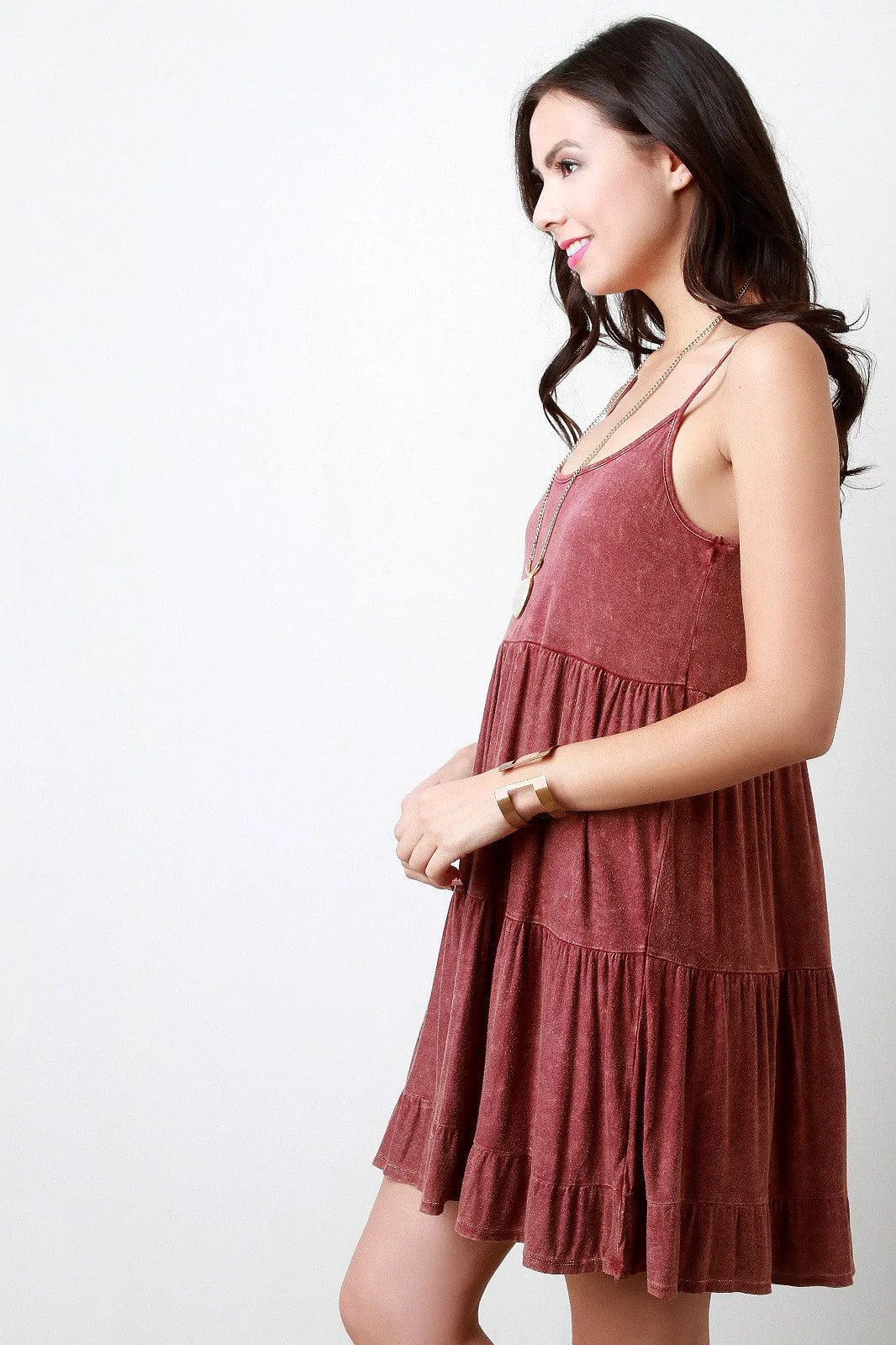 Acid Wash Ruffle Shift Dress