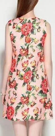 Appliques Floral Printed Mini Shift Dress