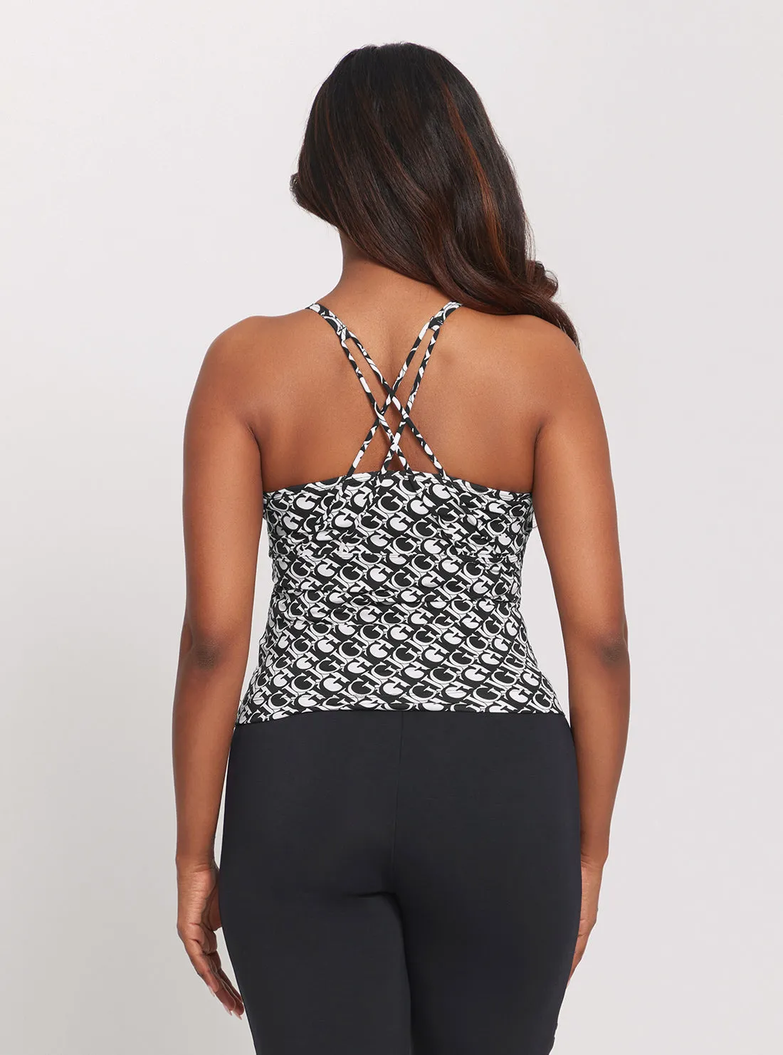 Black White Logomania Active Tank Top