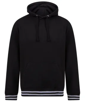 Black/Heather Grey - Hoodie with striped cuffs