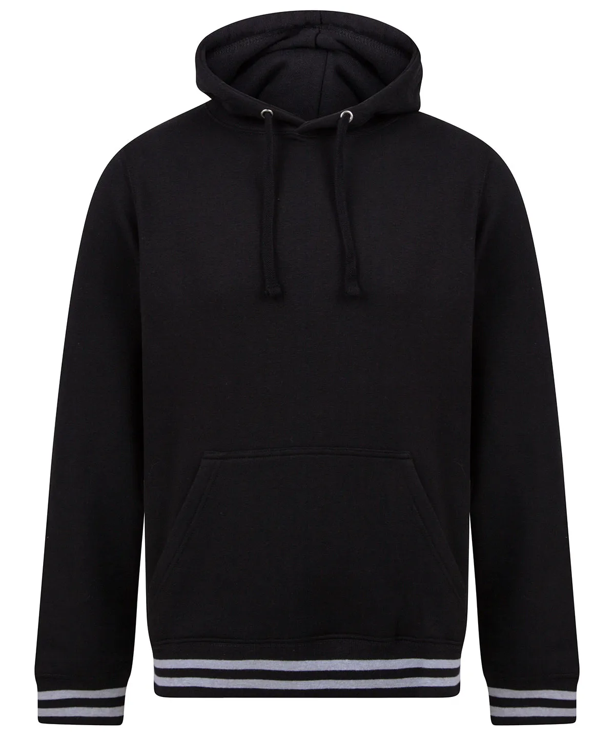 Black/Heather Grey - Hoodie with striped cuffs