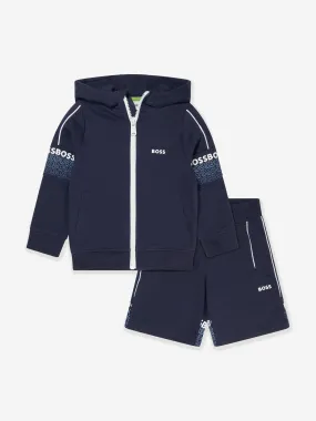 BOSS Boys Short Tracksuit Set in Navy