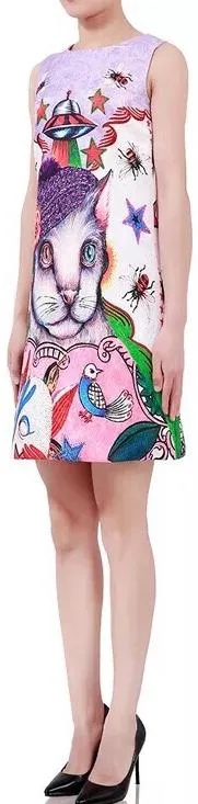 Cat Print Shift Dress