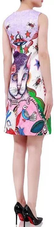 Cat Print Shift Dress