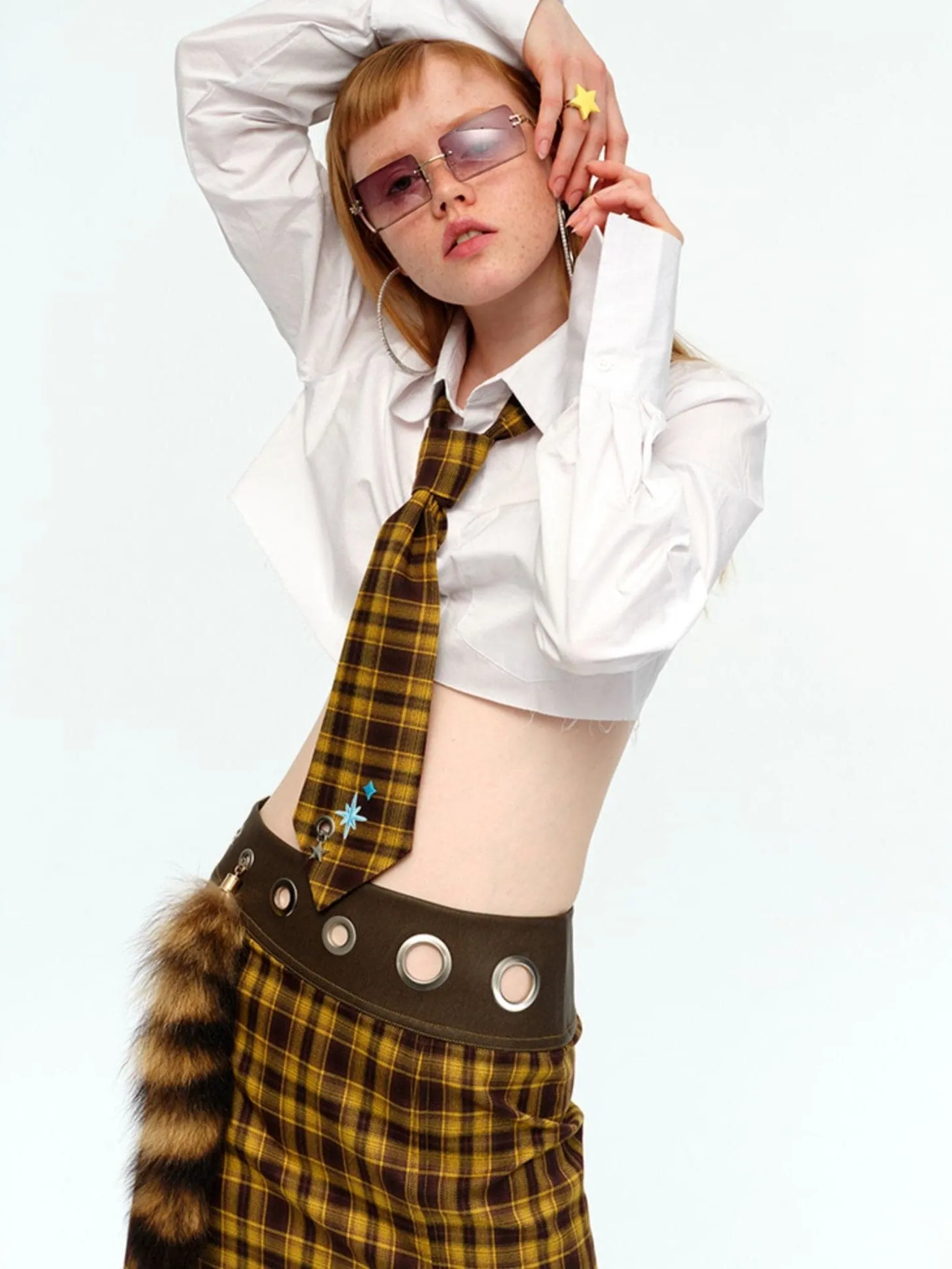 Classic Plaid Skirt And Necktie Set