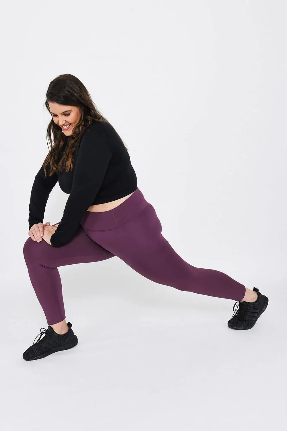 Curve Focus 7/8 High Waisted Sports Leggings - Mulberry Plum