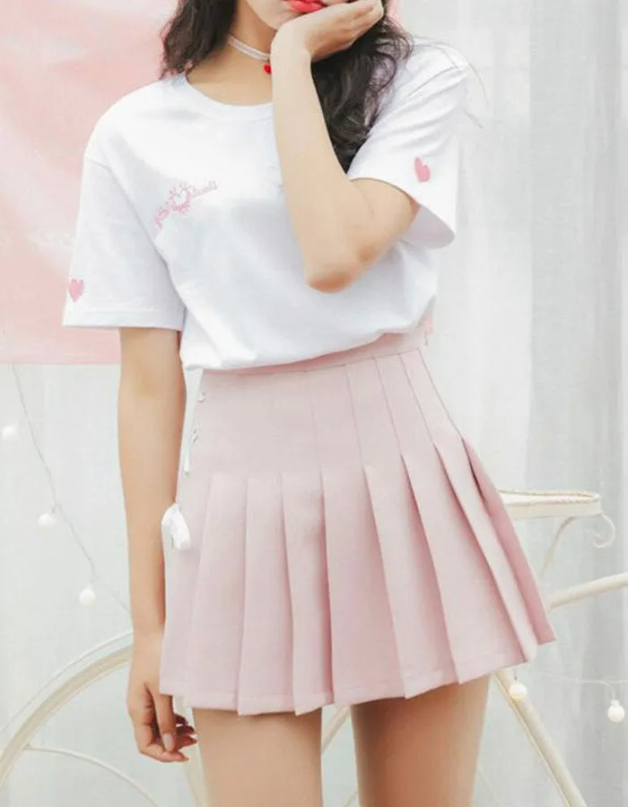 Cute side bow pleated skirt    S49