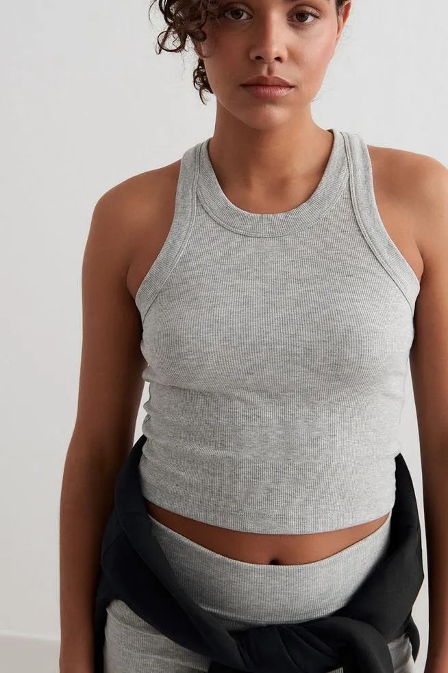 Ease Ribbed Tank | Grey Melange