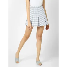 Elegant Blue Cotton Checked Skirts For Women