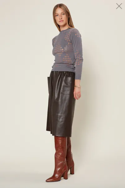 Faux Leather Midi Skirt