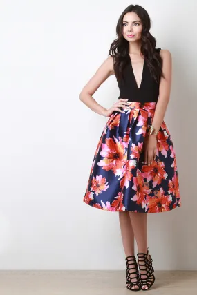 Floral Abstract Pleated Skirt