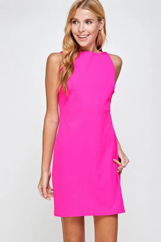 Fuchsia Solid Shift Dress