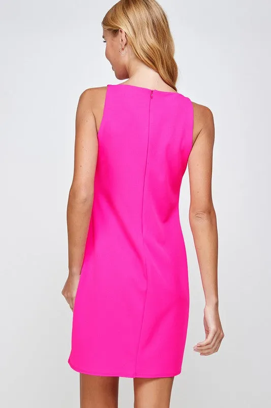 Fuchsia Solid Shift Dress