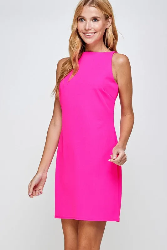 Fuchsia Solid Shift Dress