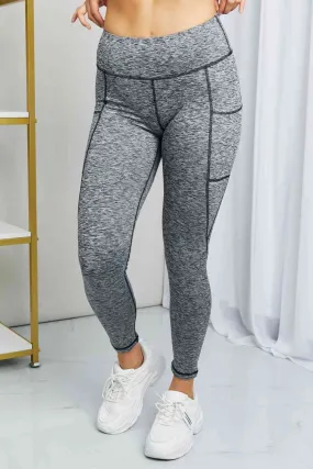 Full Size Heathered Wide Waistband Yoga Leggings