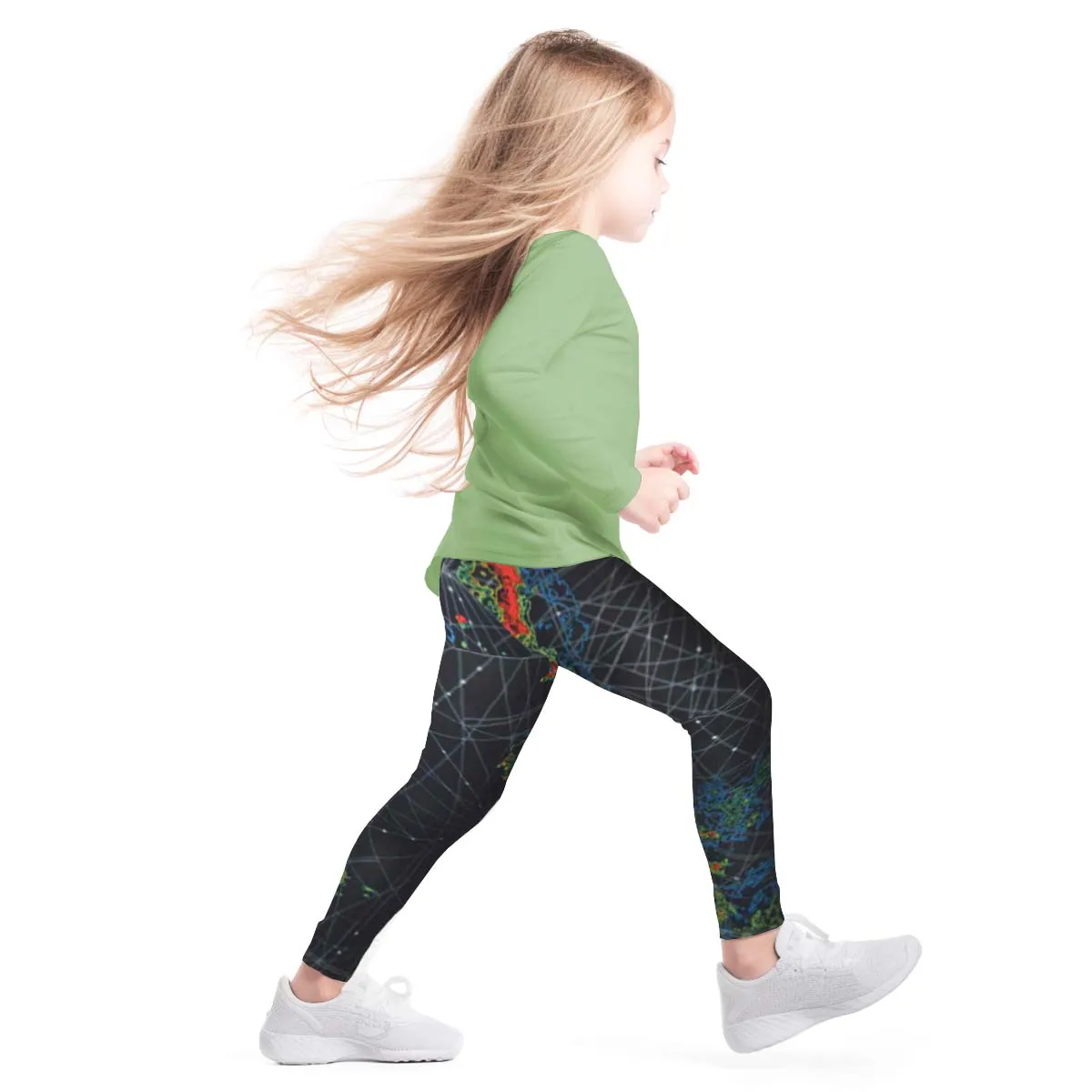 Girls Sports Leggings | Beautiful Black Web Print | Ankle-length | Activewear | Age 3 – 12 Years | Broggs®