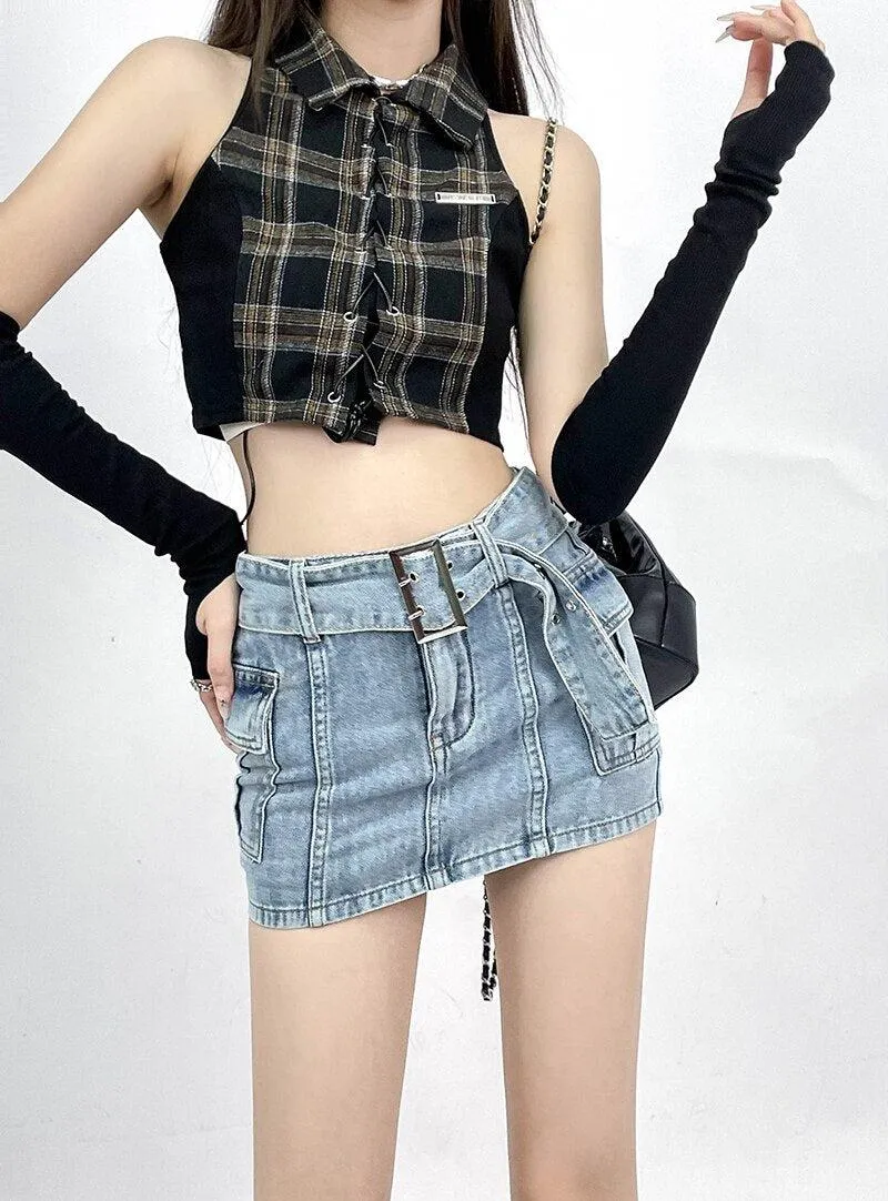 Grunge Cargo Jean Mini Skort