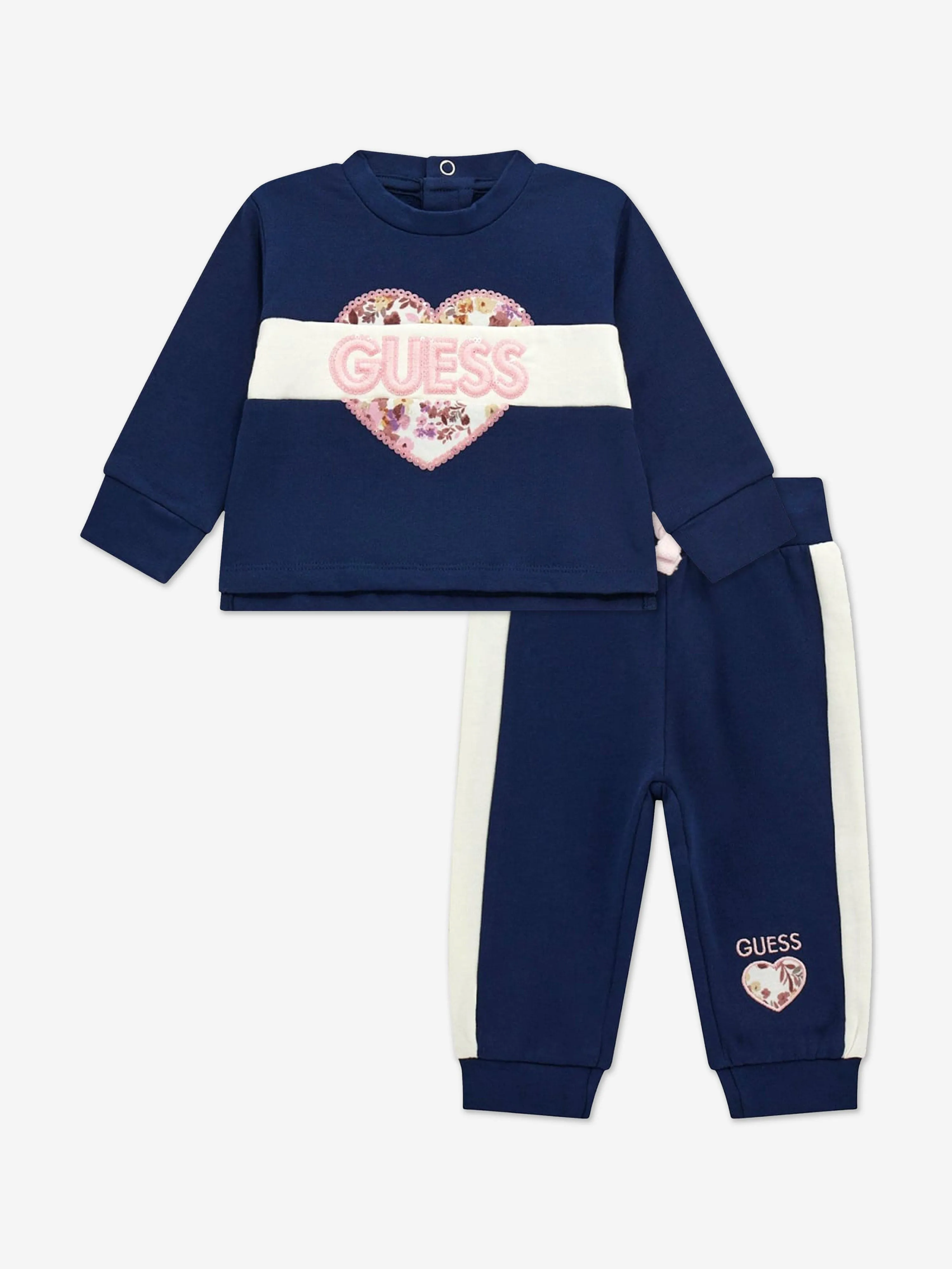 Guess Baby Girls Heart Logo Tracksuit in Blue