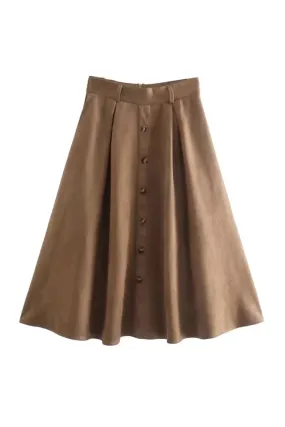 'Hailey' Pleated Faux Suede Skirt