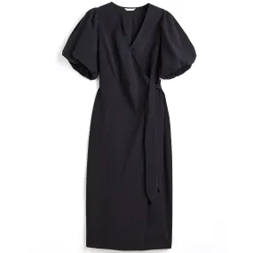 H&M Puff-sleeved Wrap dress, black