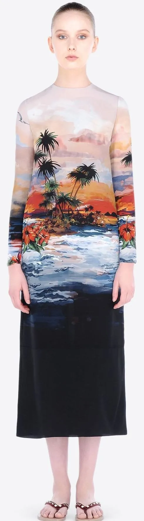 Hawaiian Print Shift Dress - Multi Color