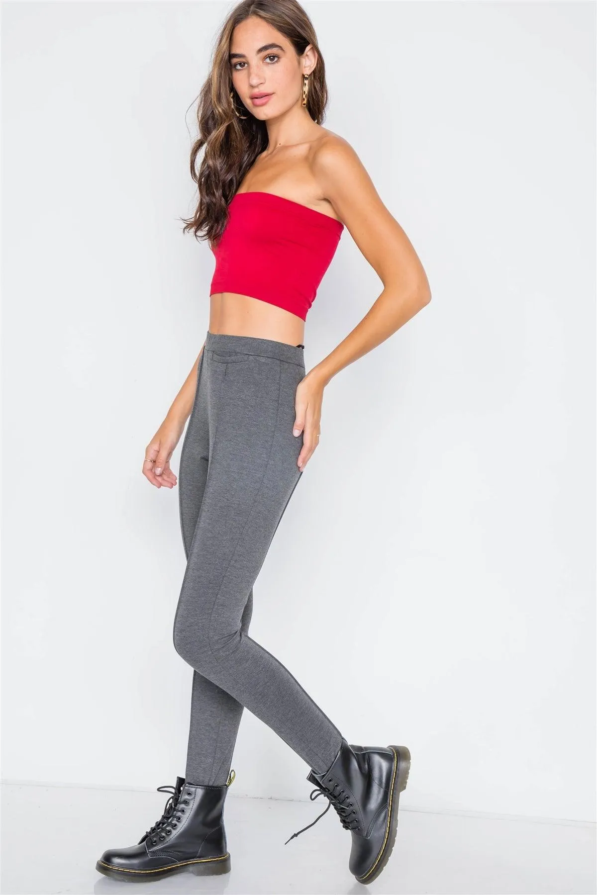 Heather Charcoal Thick Knit Activewear Leggings Pant