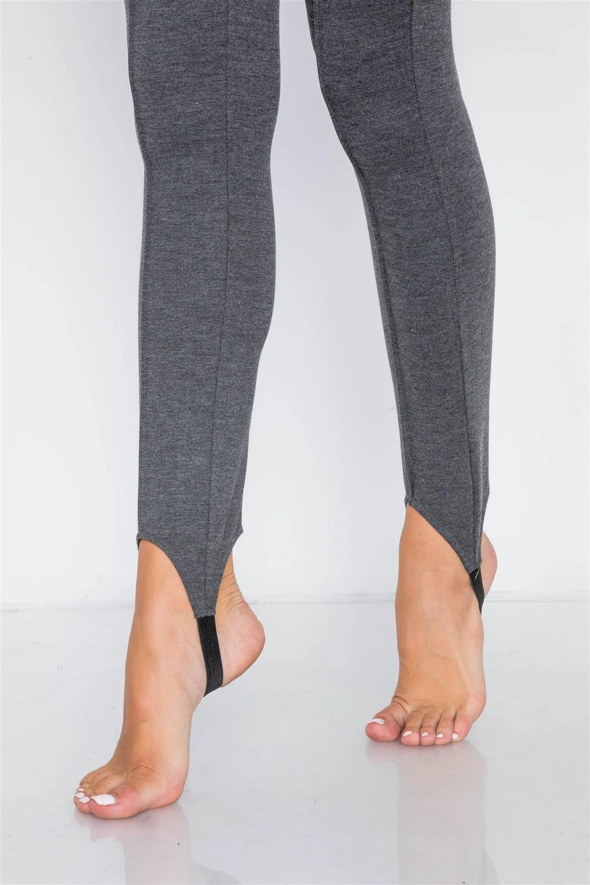 Heather Charcoal Thick Knit Activewear Leggings Pant