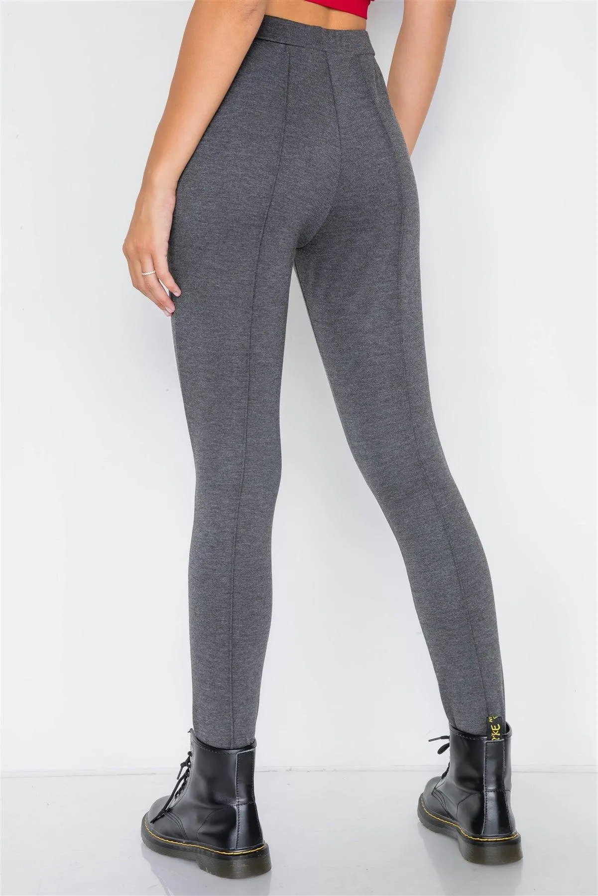 Heather Charcoal Thick Knit Activewear Leggings Pant