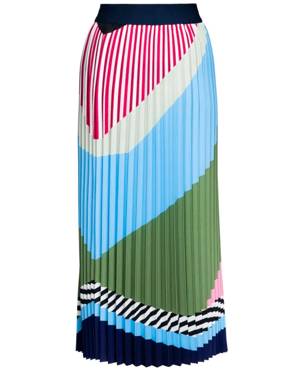 Interrupted Pattern Pleated Midi Skirt