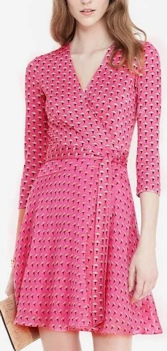 'Irina' Printed Wrap Dress in Pink