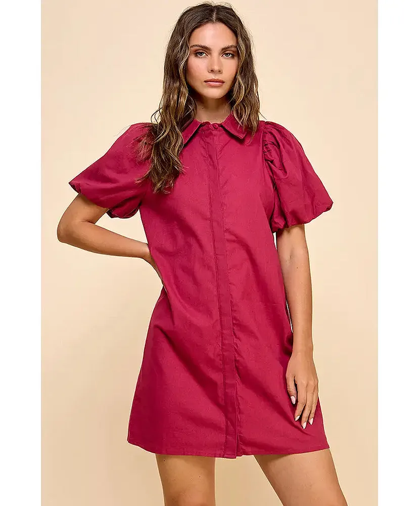 Kinlee Puff Sleeve Shift Dress