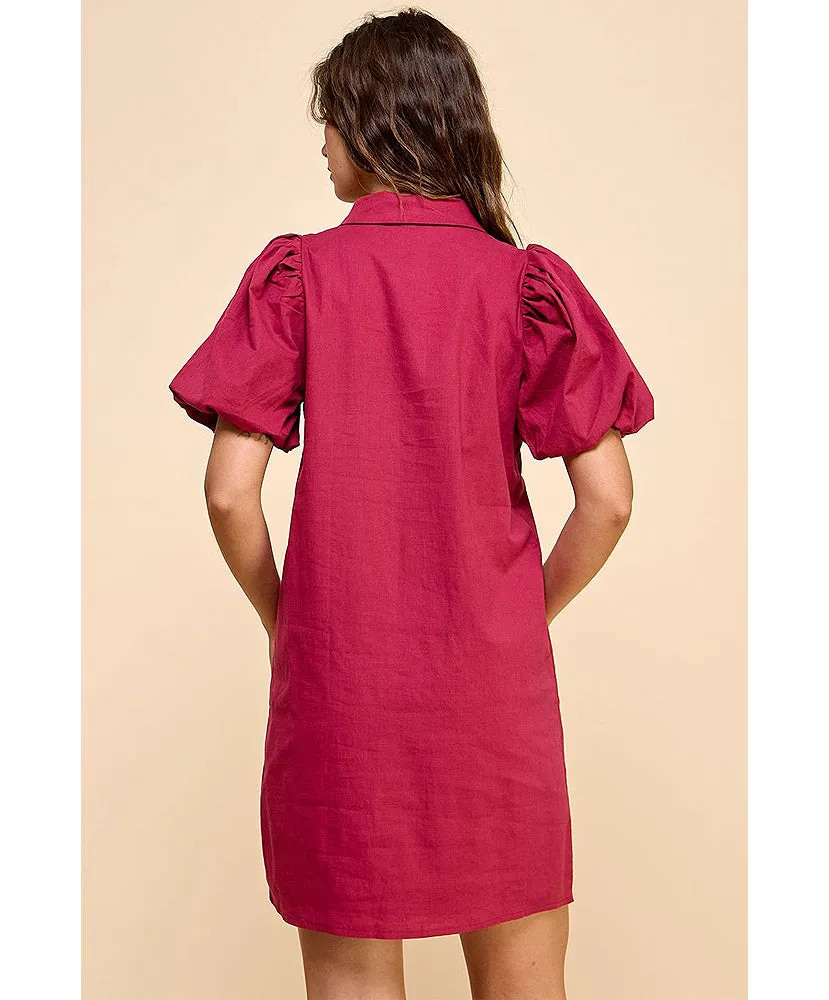 Kinlee Puff Sleeve Shift Dress