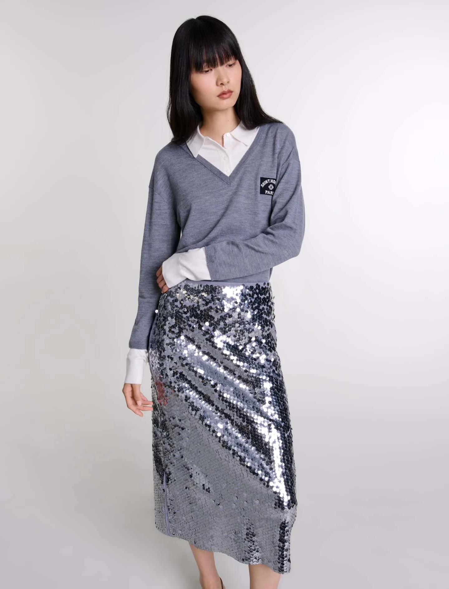 Knit skirt with sequins