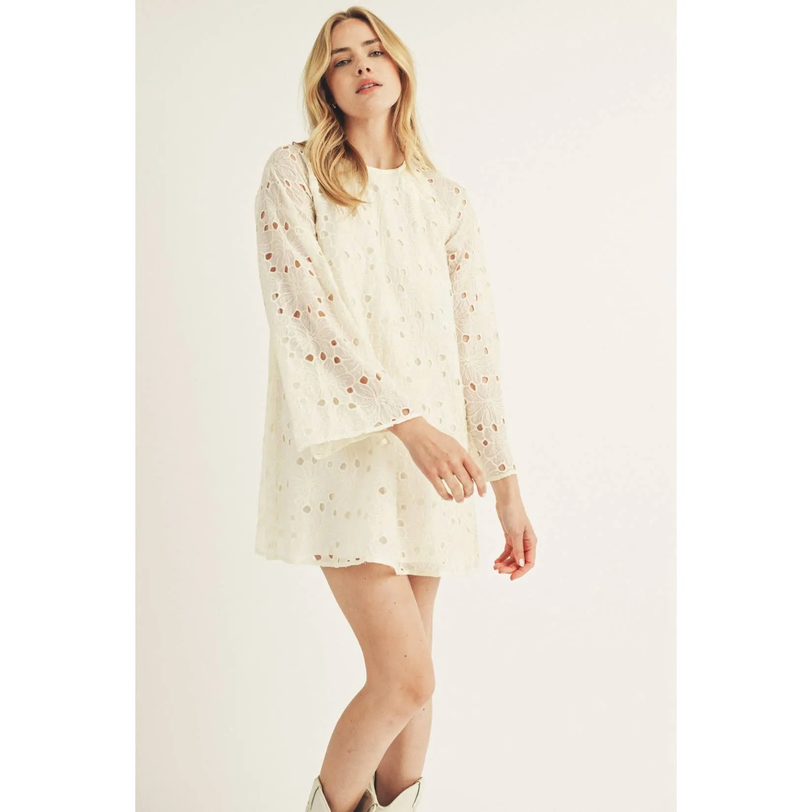 LARGE FLORAL EYELET SHIFT DRESS FINAL SALE