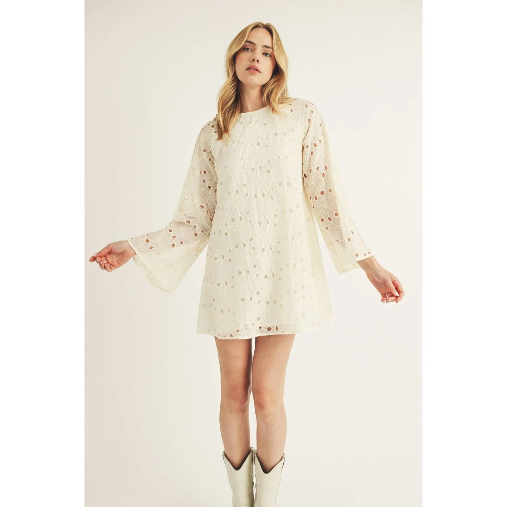 LARGE FLORAL EYELET SHIFT DRESS FINAL SALE