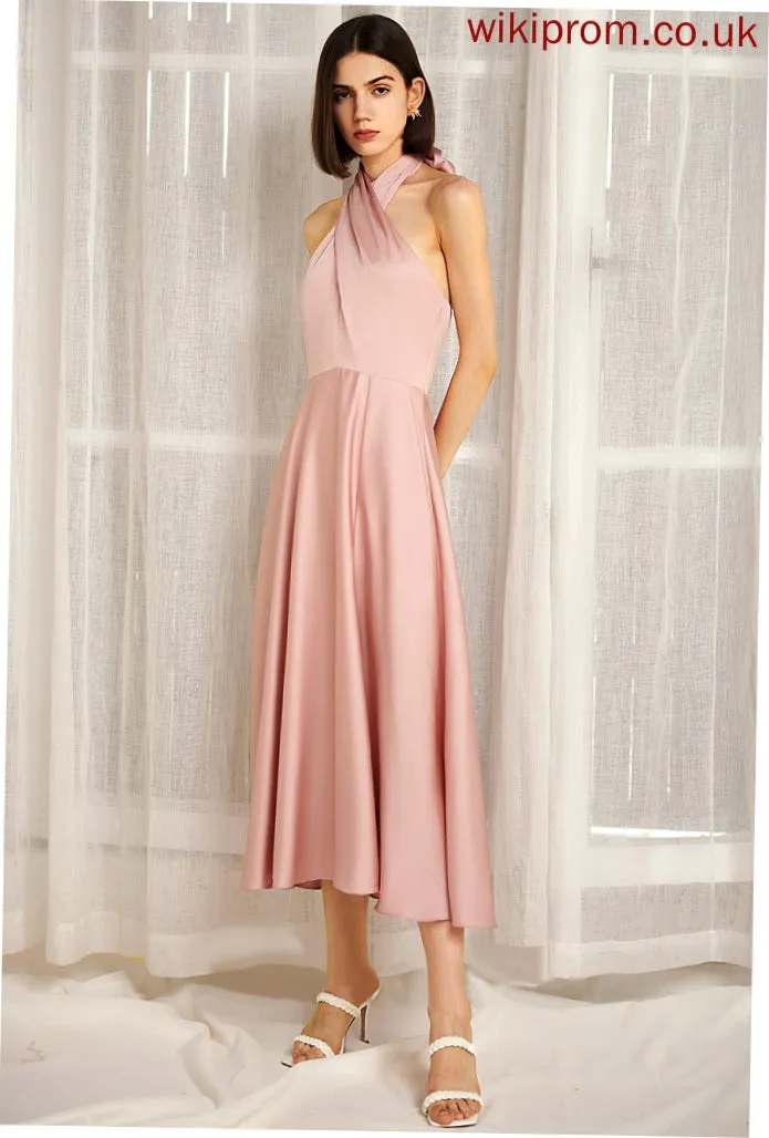 Lorelei A-line Midi Elegant Sleeveless Cotton Halter Club Dresses Blends Dresses