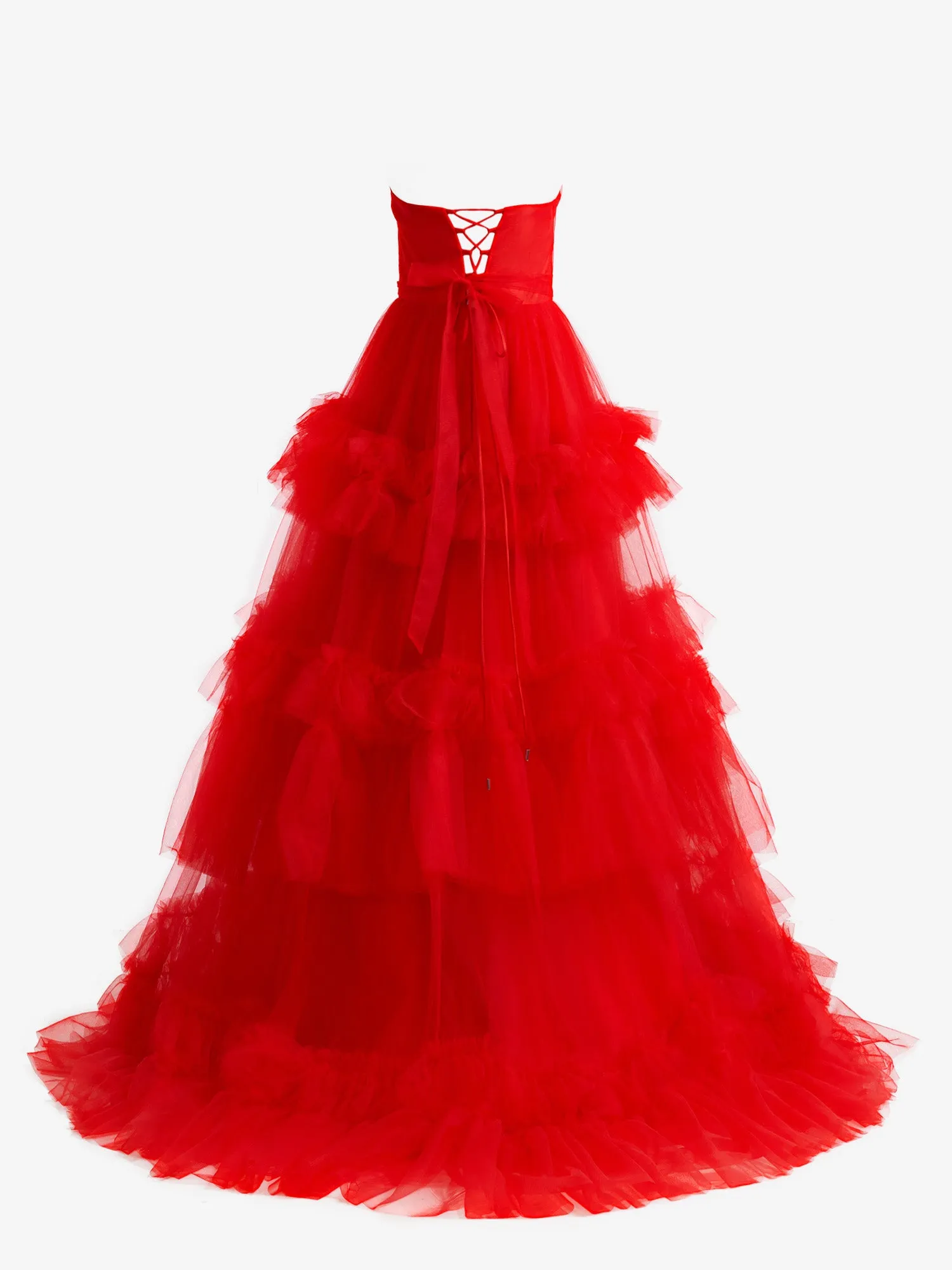 Matilda |A-Line Strapless Ruffled Tulle Prom Dress