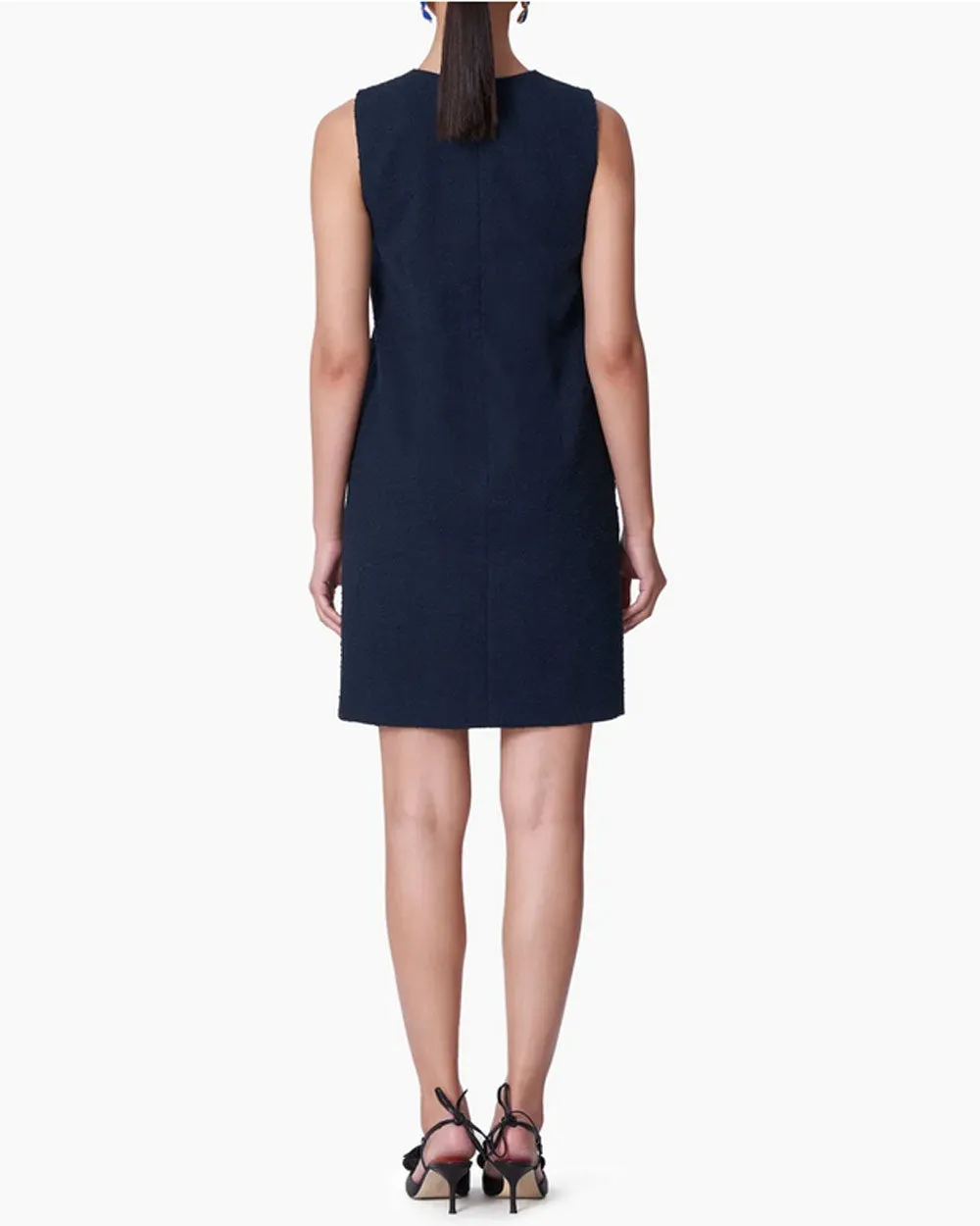 Midnight Boucle Sleeveless Shift Dress