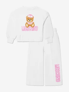 Moschino Girls Teddy Logo Tracksuit in White