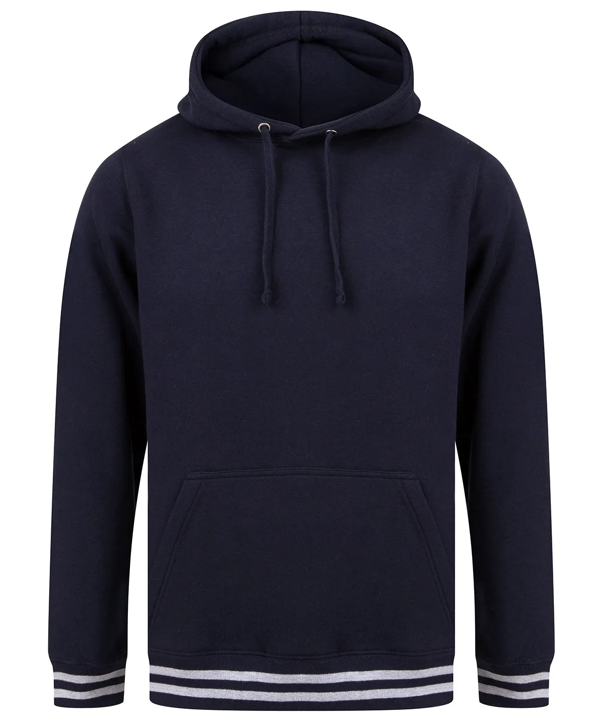 Navy/Heather Grey - Hoodie with striped cuffs