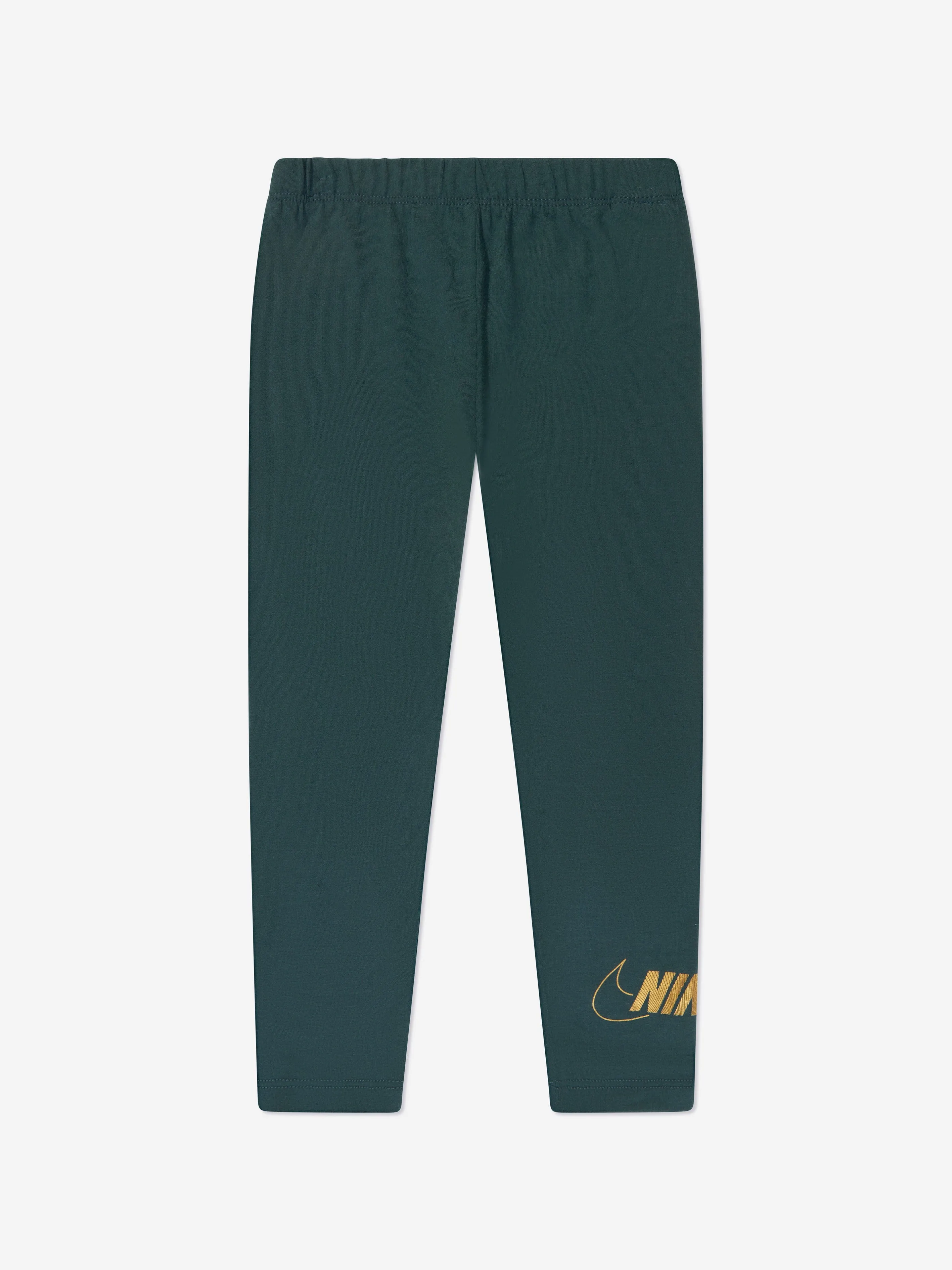 Nike Girls Shine Zip Up Top and Leggings Set in Green