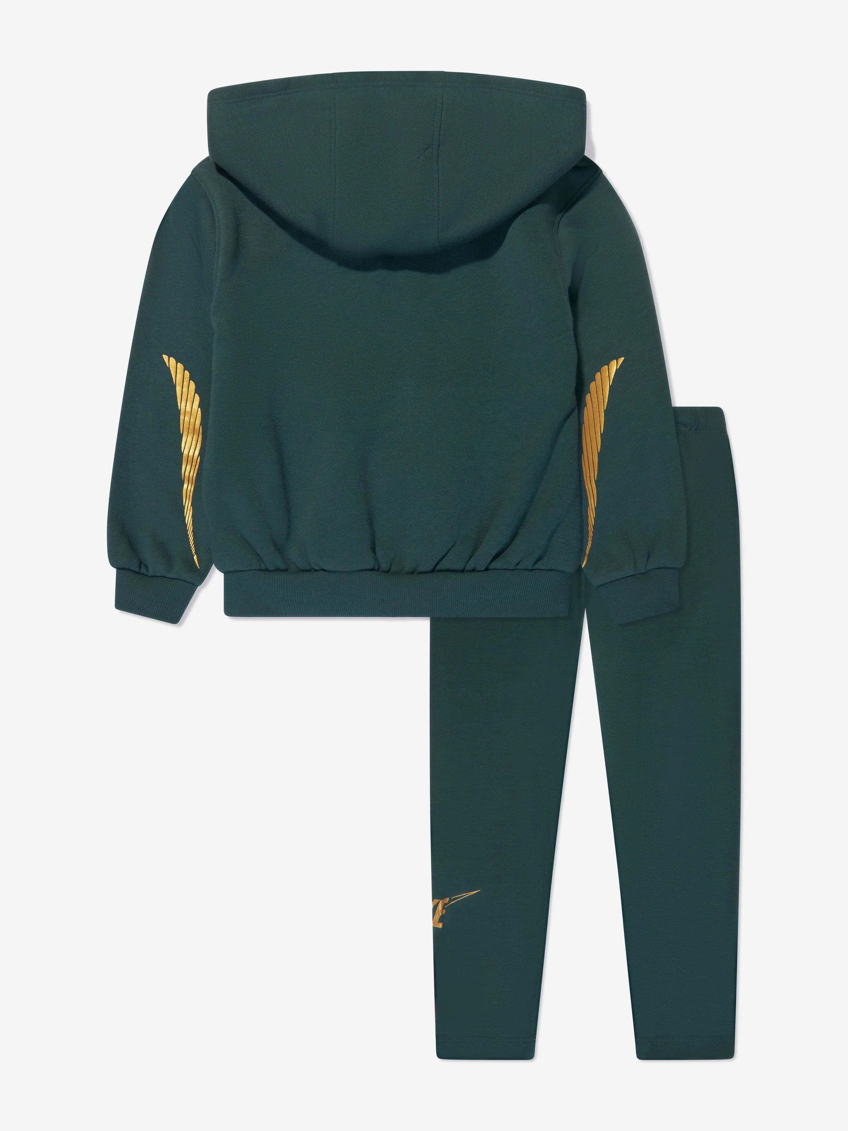 Nike Girls Shine Zip Up Top and Leggings Set in Green