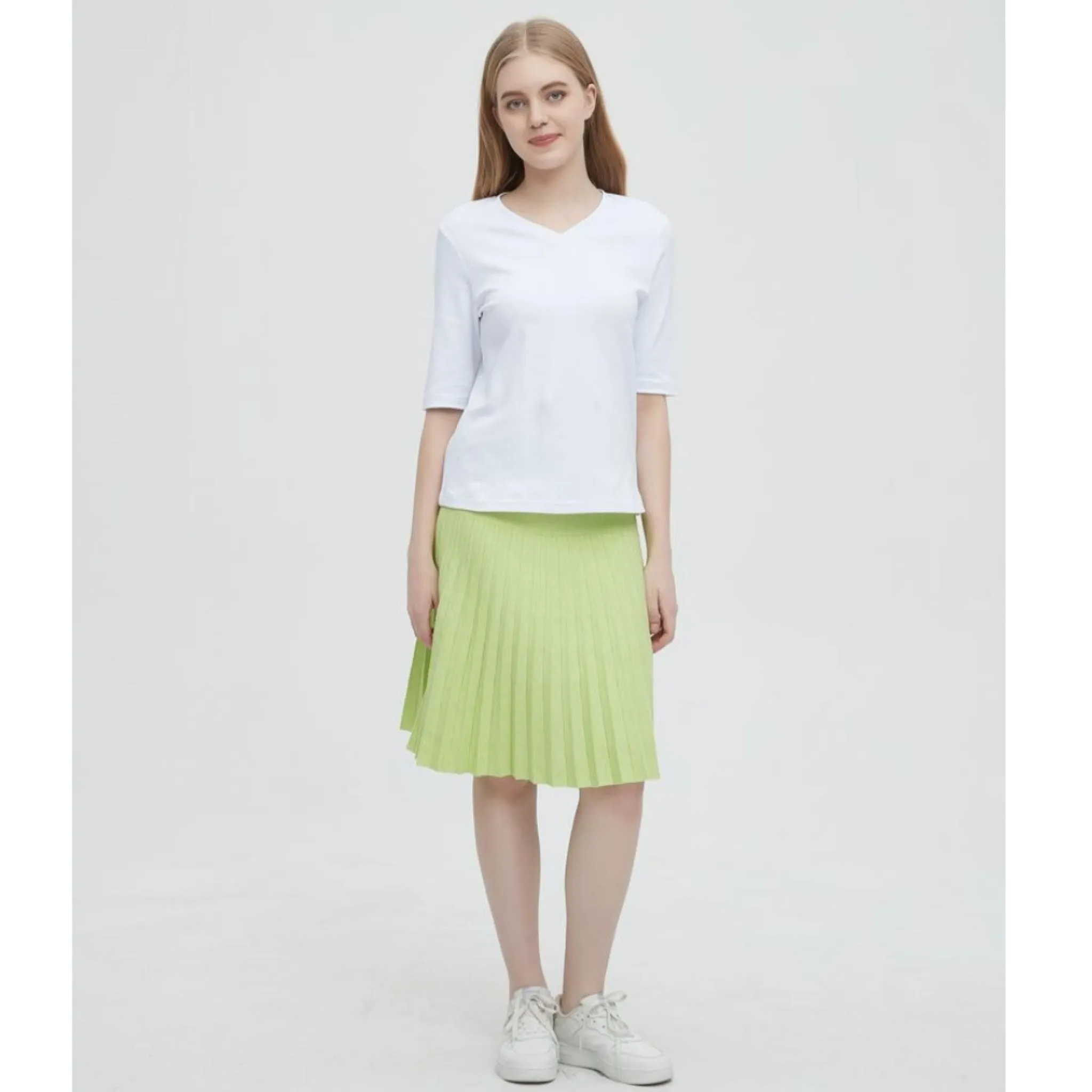 Pleated Skirt Neon Green by Mia Mod