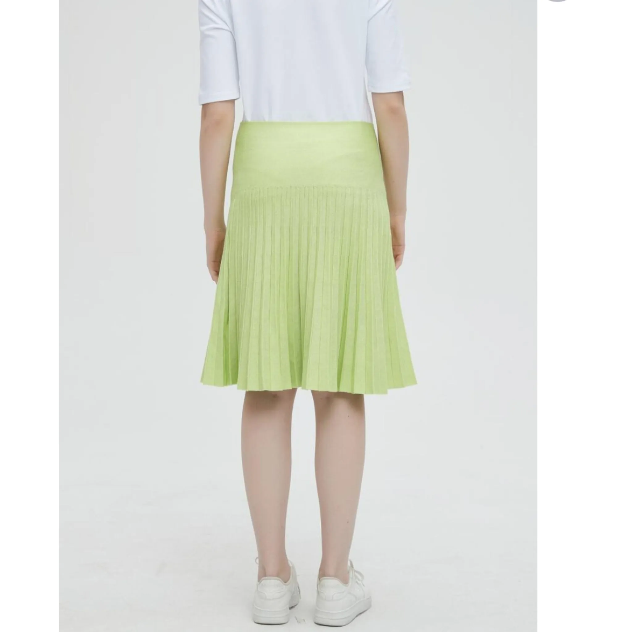 Pleated Skirt Neon Green by Mia Mod