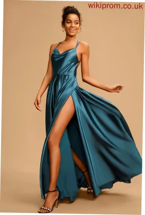 Prom Dresses Satin Neck Eliza Cowl A-Line Floor-Length