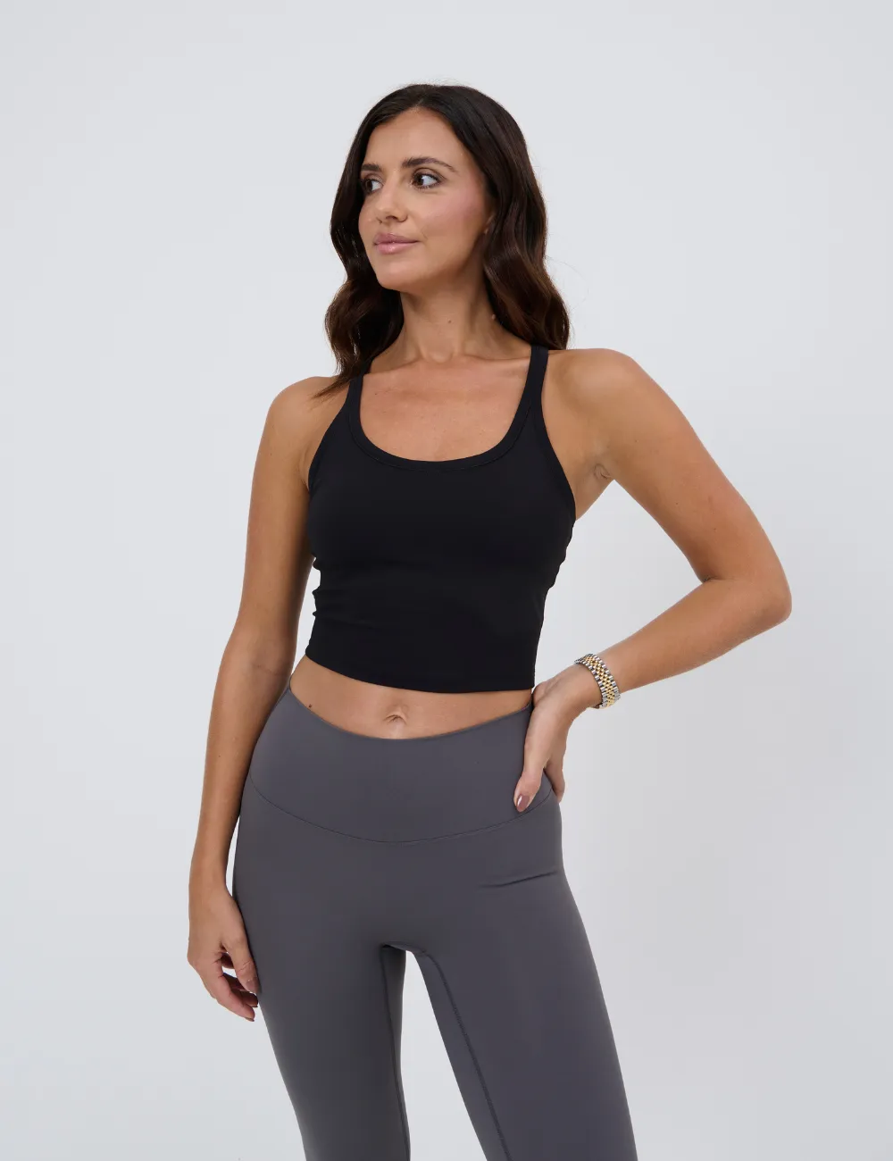 Racerback cropped tank top- Jet