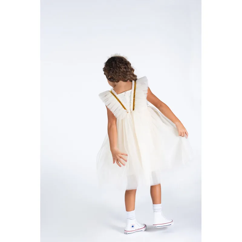 Rock Your Kid Cream Butterfly Tulle Dress