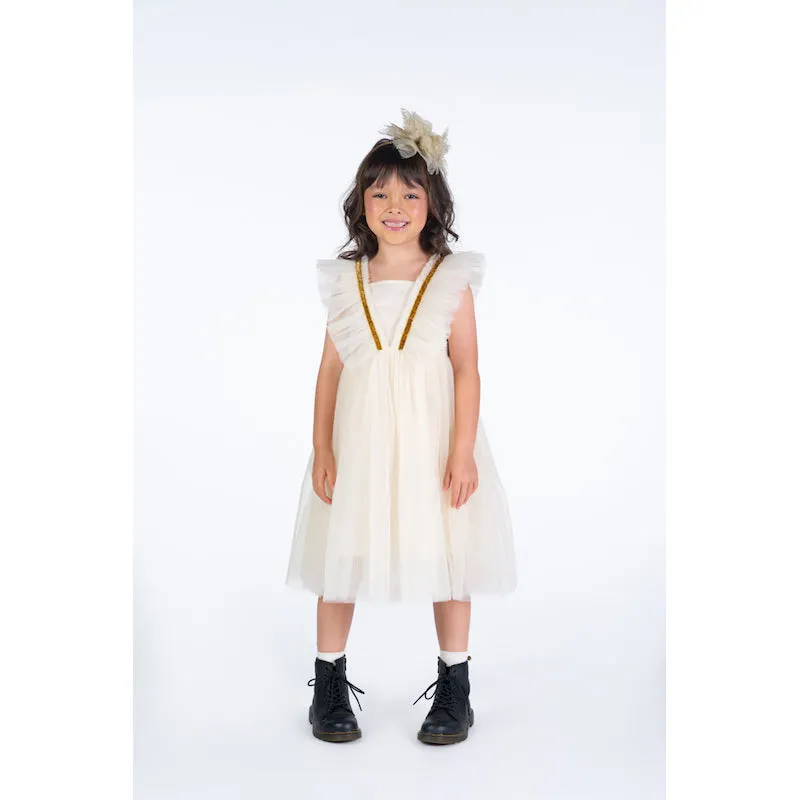 Rock Your Kid Cream Butterfly Tulle Dress