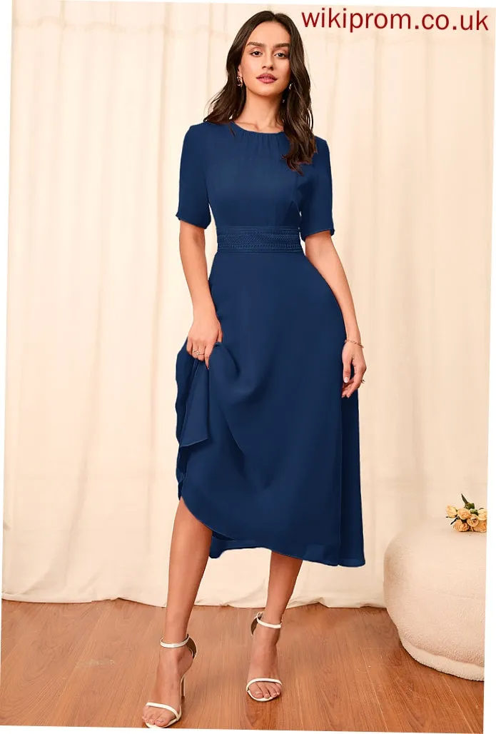 Silhouette Straps A-Line Length Fabric Sleeve Knee-Length Sleeves Cristina Sleeveless Floor Length A-Line/Princess Bridesmaid Dresses