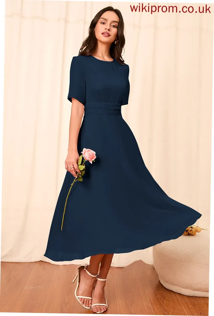 Silhouette Straps A-Line Length Fabric Sleeve Knee-Length Sleeves Cristina Sleeveless Floor Length A-Line/Princess Bridesmaid Dresses